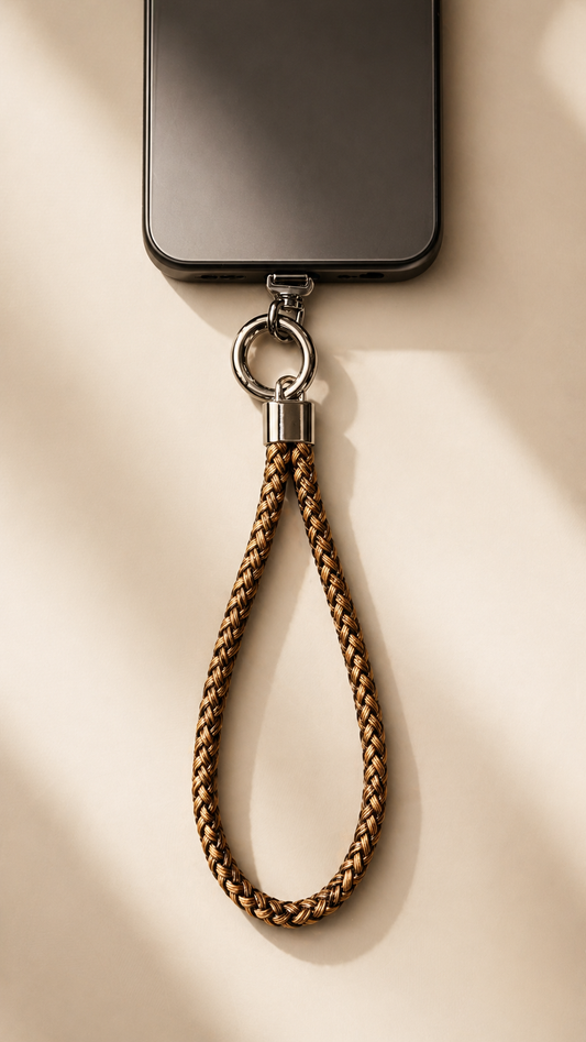 Tan Braided Leather Wrist Lanyard