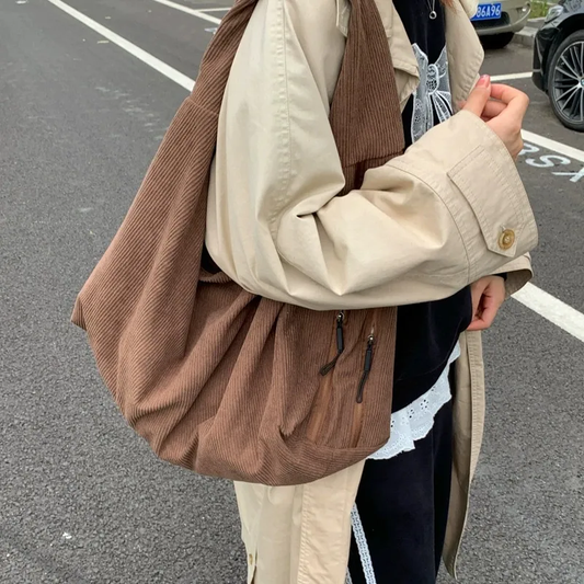 Corduroy square shoulder bag