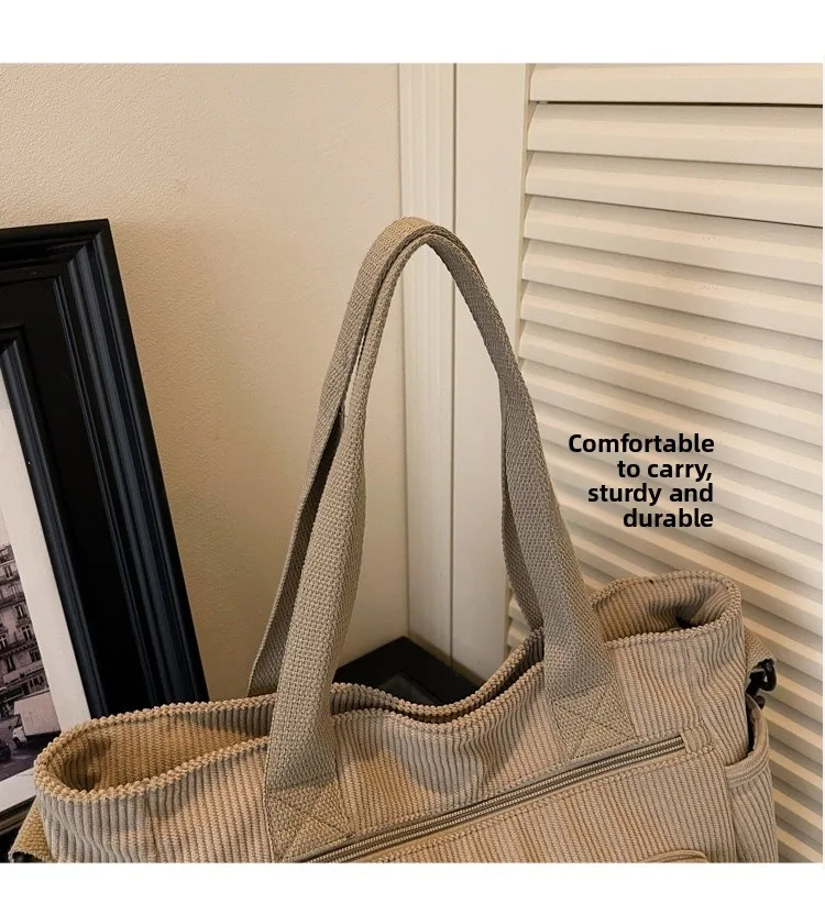 Corduroy large women Shoulder bag