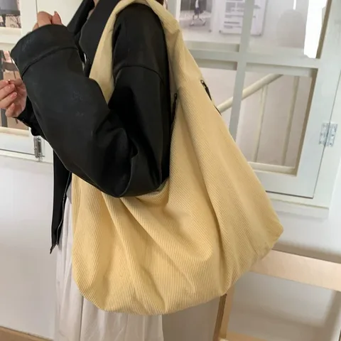 Corduroy square shoulder bag