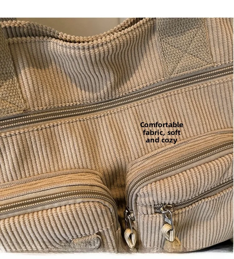 Corduroy large women Shoulder bag