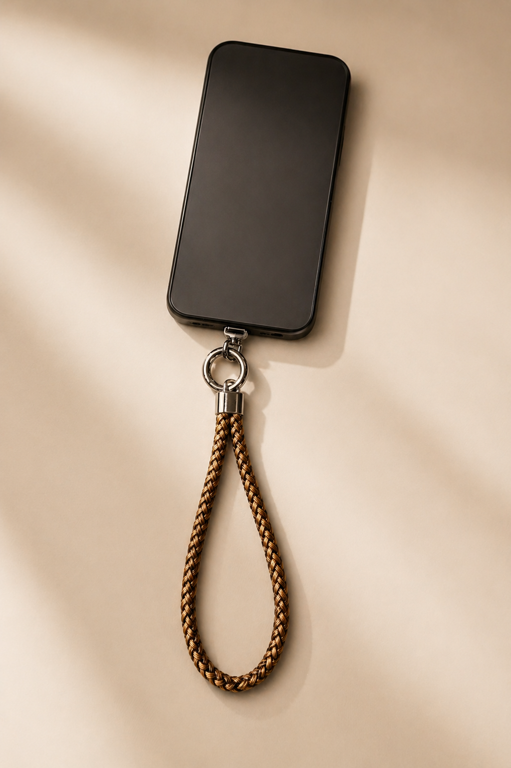 Tan Braided Leather Wrist Lanyard