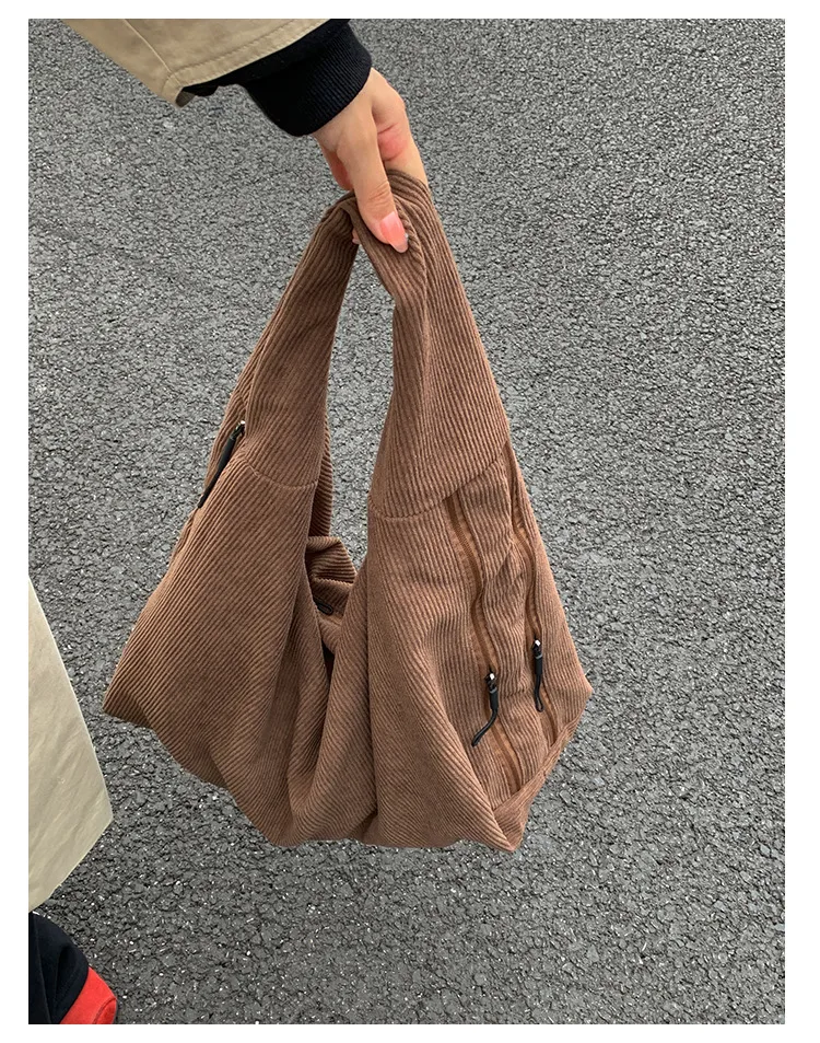 Corduroy square shoulder bag